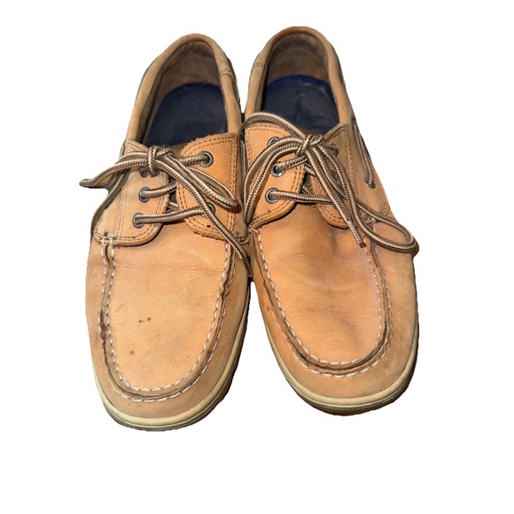 Sebago Docksiders tan brown leather boat shoes Men's‎ 9 M - Picture 1 of 7